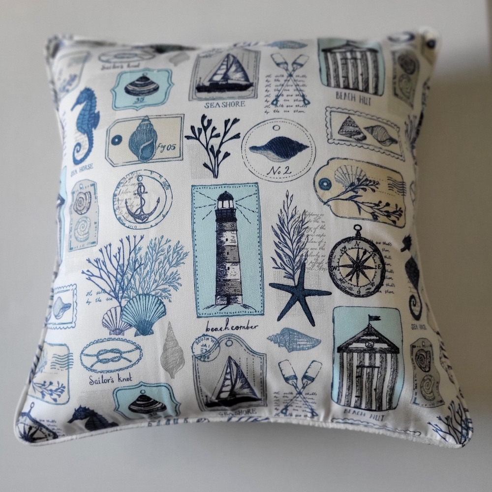 Coastal Pillow Cover, 18" x 18", 100% Cotton, MADE IN USA. - Picture 3 of 7